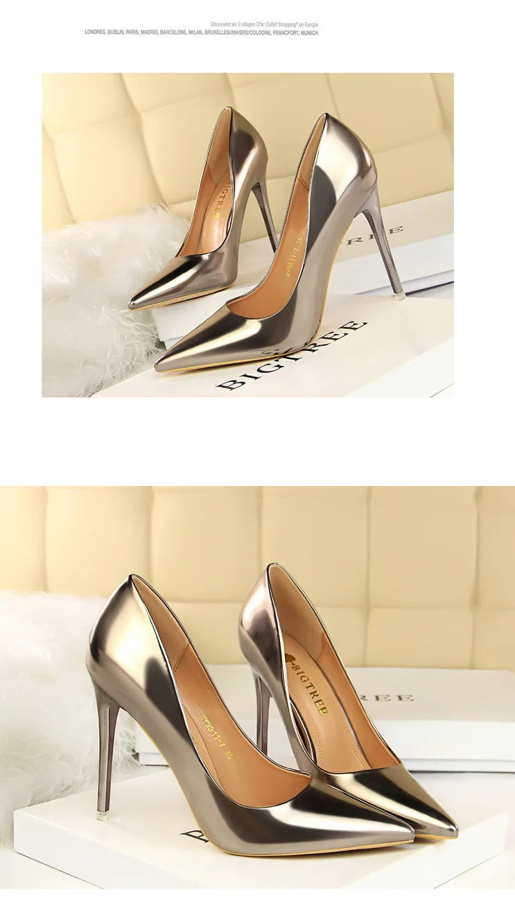 BIGTREE Shoes Classic Pumps Patent Leather Women Pumps Fashion Women Wedding Shoes High Heels Stiletto 10.5 Cm 7.5 Cm Lady Shoes