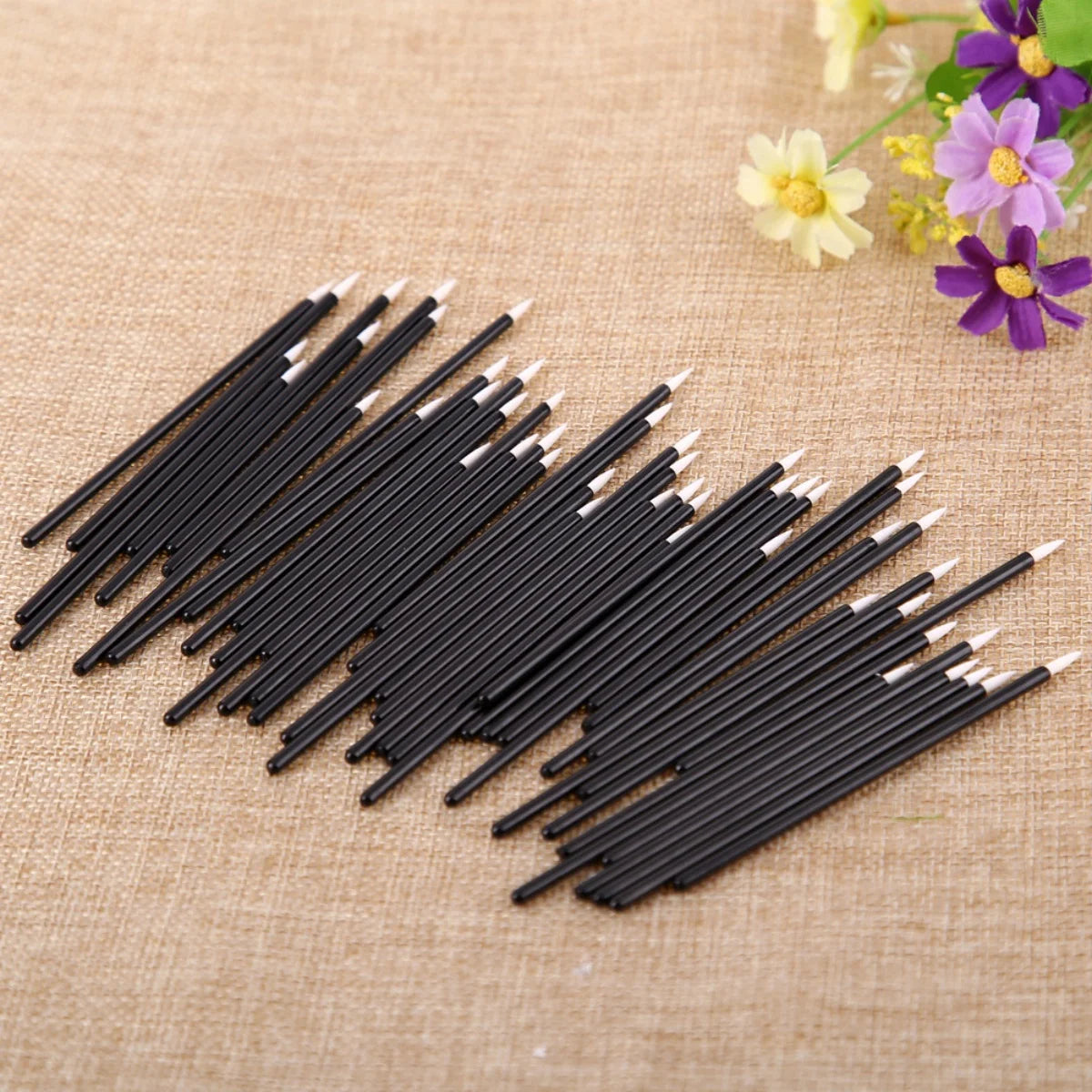 50PCS Eyeliner Lip Brush Lip Line White and Yellow Makeup Tools