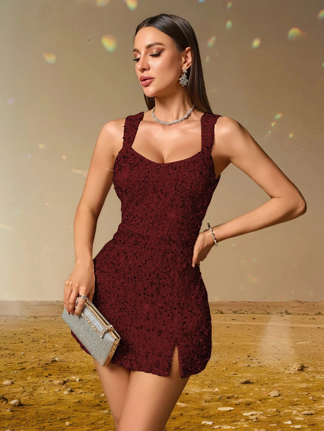 Women Low Slit Dresses Summer Shiny Sequins Evening Dress Sexy Elegant Party Dresses Cocktail Short Birthday Prom Dresses XSY225