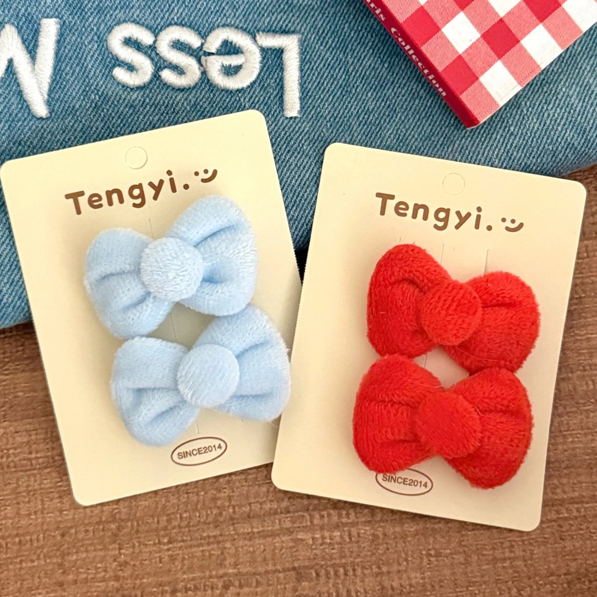2/8 Pcs Cute Plush Tie Hair Clip Set with Side Clips for Student Decoration and Broken Hair Clips