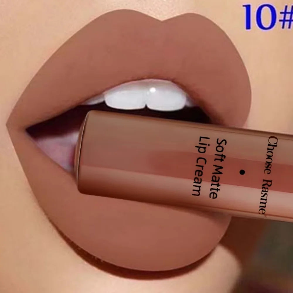 QIBEST Sexy Velvet Matte Lip Gloss Liquid Lipstick Lipgloss Beauty Red Nude Waterproof Long-lasting Lip Stain Makeup For Women