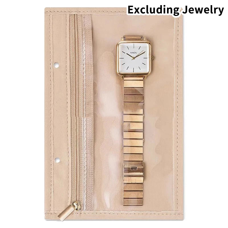 Waffle Pattern Jewelry Organizer PU Leather Anti Tarnish Storage Pouch with Multiple Compartments for Travel