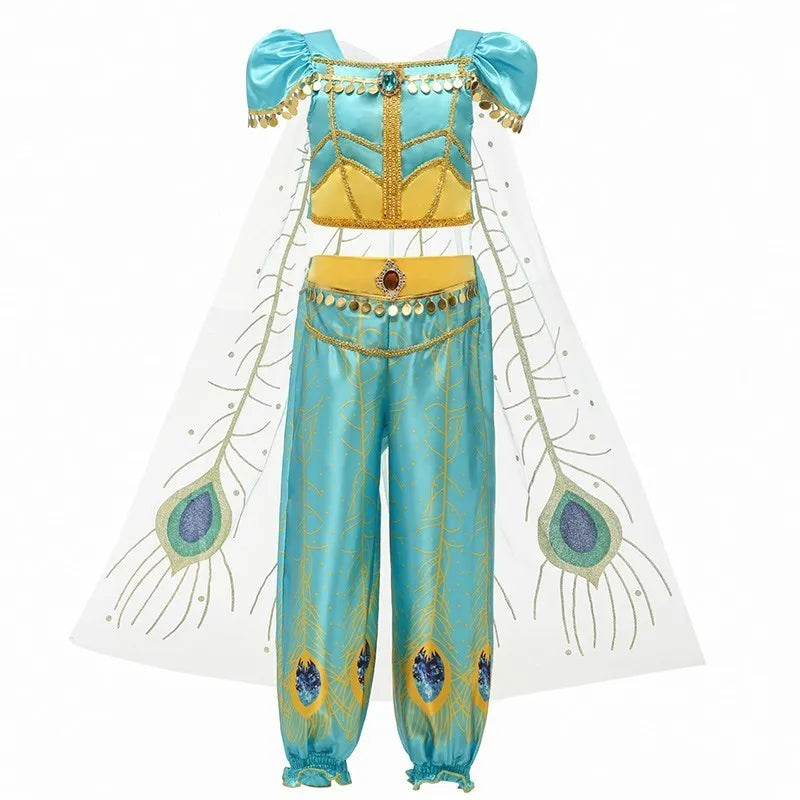 Girl Princess Cinderella Dress Elsa Anna Mermaid Jasmine Belle Snow White Costume Girls Birthday Party Halloween Dress 2-10 Year