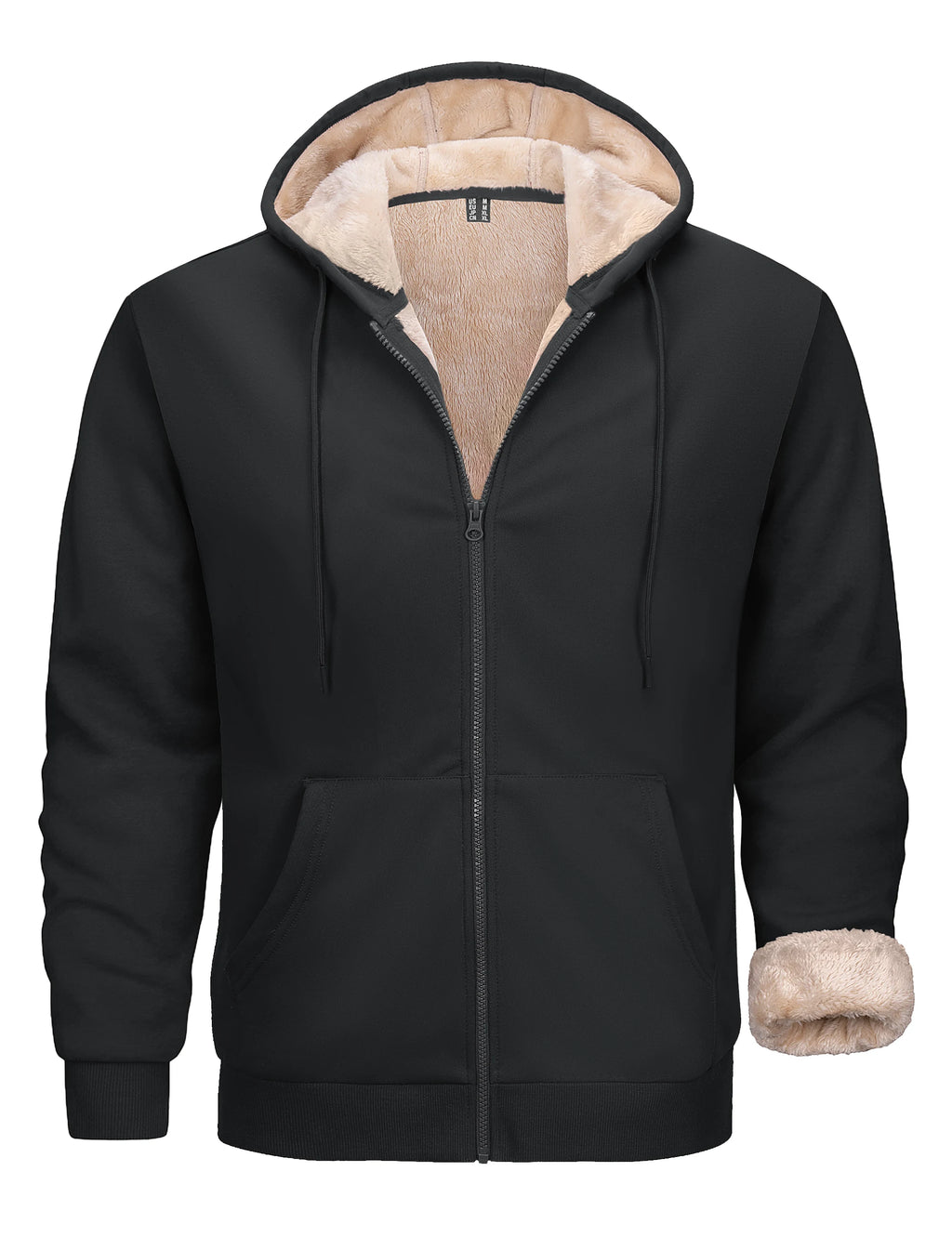 TACVASEN Men's Zip Up Hoodie Sherpa Lined Hooded Sweatshirt Winter Heavyweight Hoodies Warm Thick Fleece Jacket Casual Outwear