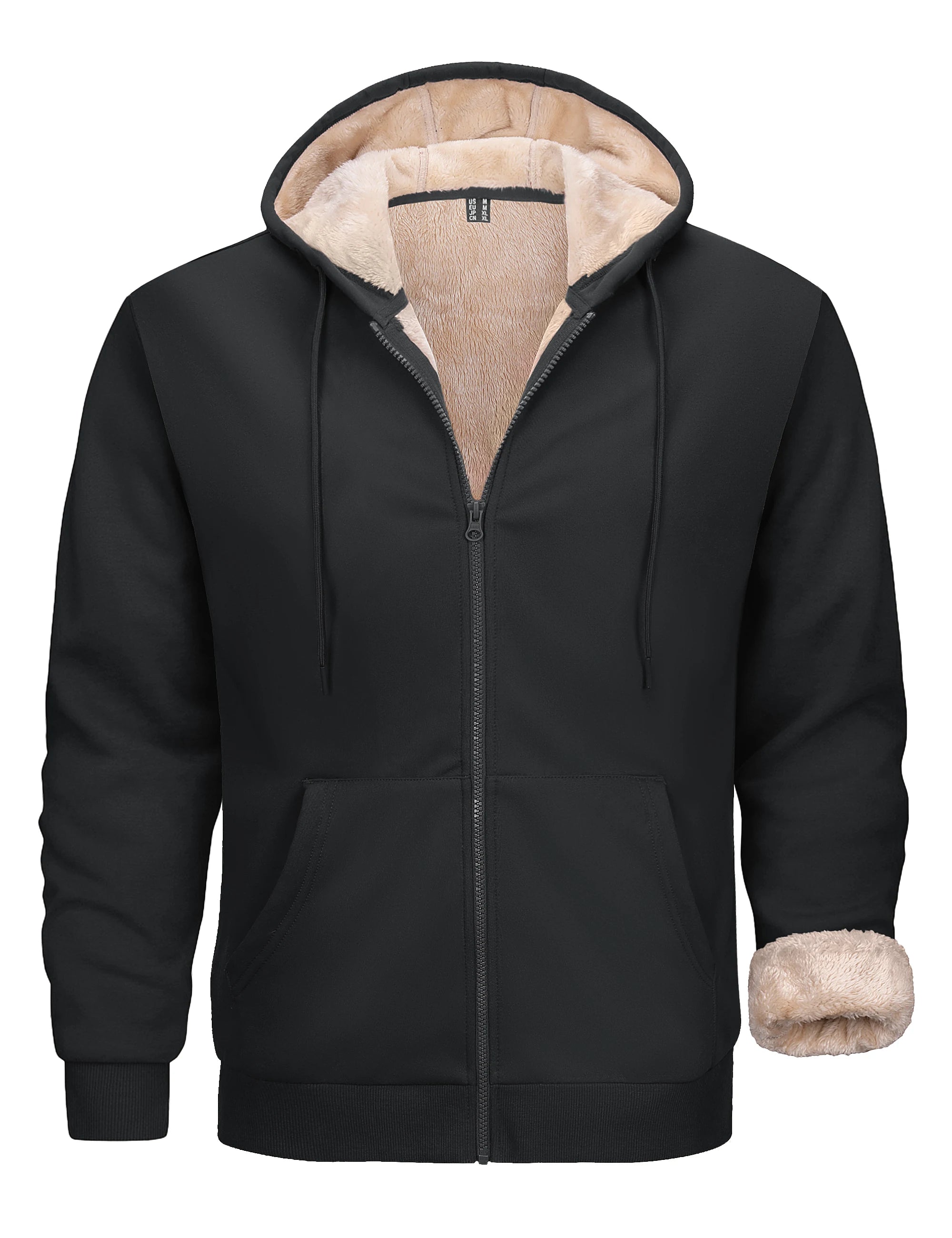 TACVASEN Men's Zip Up Hoodie Sherpa Lined Hooded Sweatshirt Winter Heavyweight Hoodies Warm Thick Fleece Jacket Casual Outwear