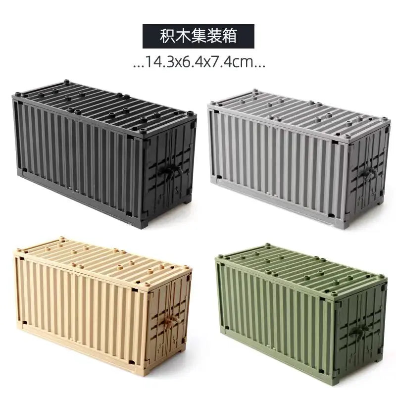 Military Container Model Model Building Blocks MOC Toys  Transformable Technical Bricks Creative DIY Pretend Toys