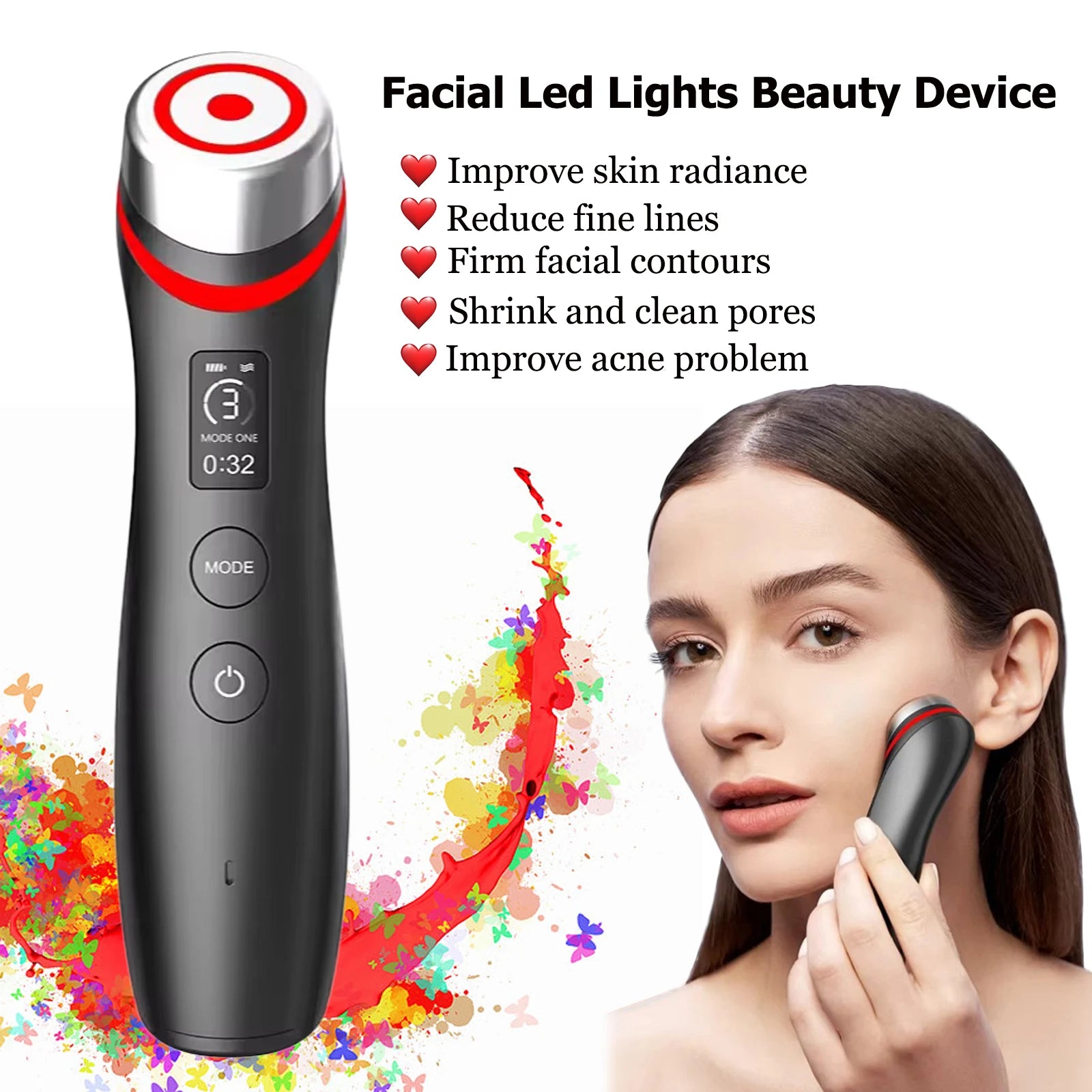 NEW 6 in 1 Multifunction Ager Booster Pro Skin Therapy Wand Facial Led Lights Beauty Device