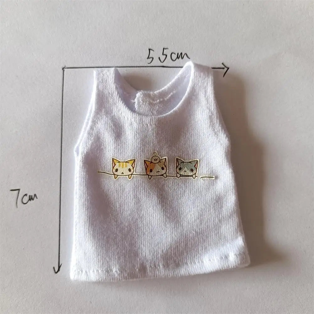 NEW Blyth Clothes T-Shirt Vest   Cute Cat print Vest clothes for Blyth, Momoko, Obistu, Licca , FR 1/6 Dolls Accessories