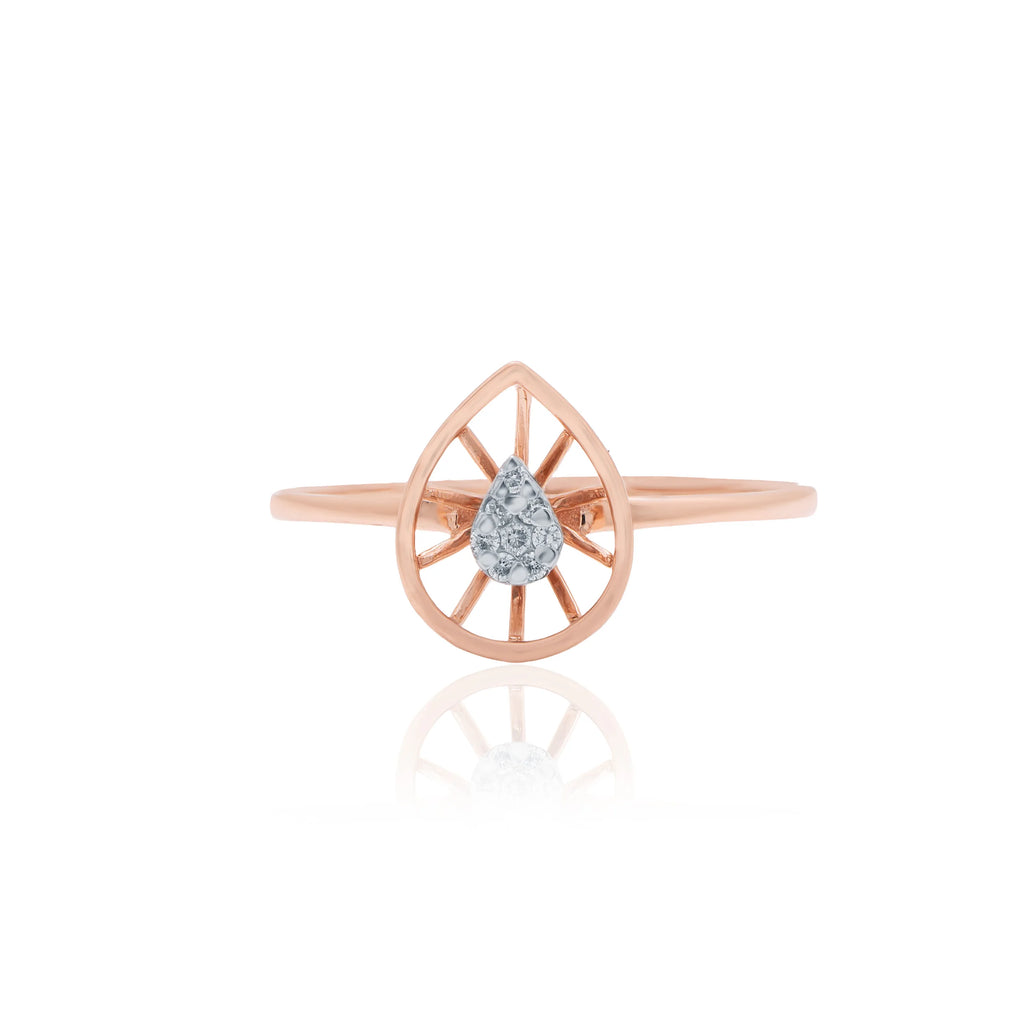 elegant 0.04 carat igi certified natural round brilliant cut diamond ring in premium vs si clarity solid rose gold