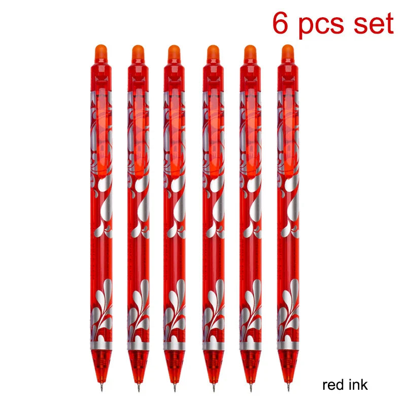 6pcs New 0.5mm Erasable Gel Pens Set 6colors Refill Rod Magic Ink Erasable Pen Washable Handle Office Writing School Stationery