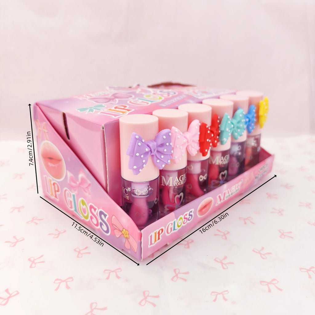 24pcs Cute Ice Cream Sequin Lip Gloss Colorchanged Lip Gloss Girls Kawaii Natural Moisturizing Lips Makeup Party Gifts