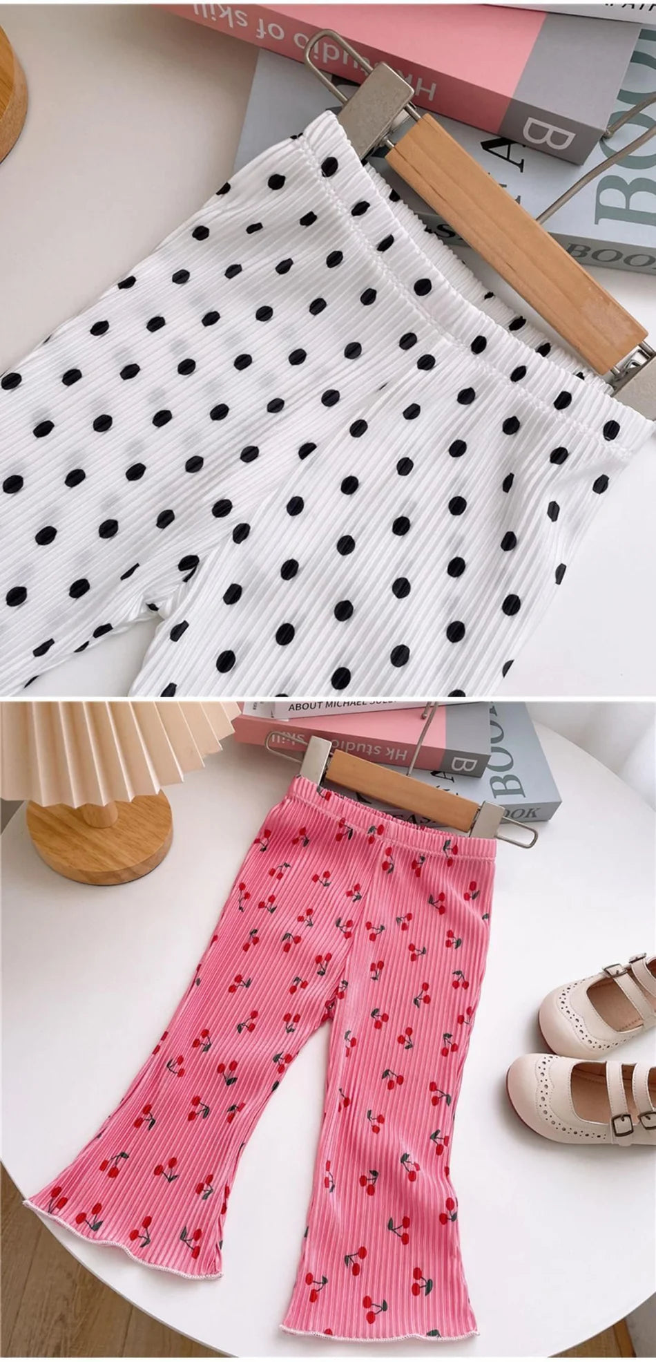 Summer Girls Floral Polka Dot Flared Pants Ice Silk Thin Fashion Outdoor Activities Children Pants Kids Everyday Versatil Pants