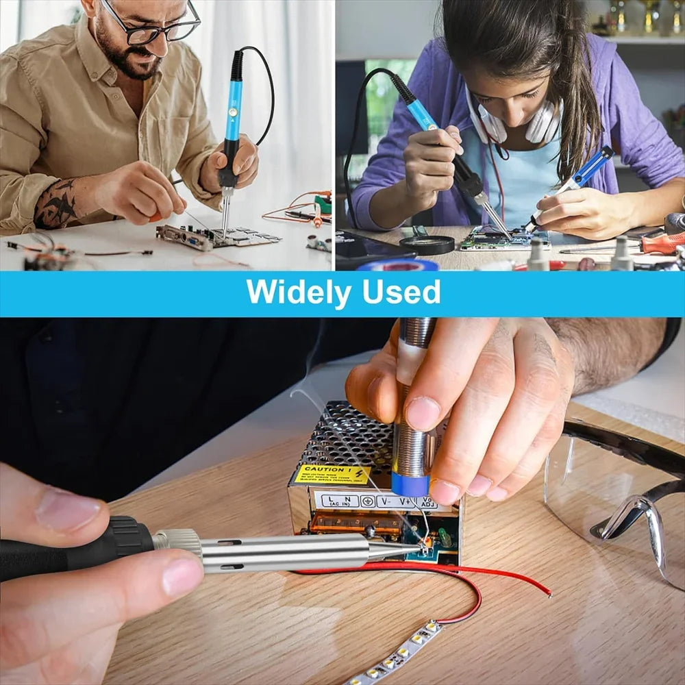 15pcs Kit 220V 60W Soldering Iron Kit 450°C Adjustable Temperature Welding Tool Set With Solder Sucker Tin Wire EU PLUG