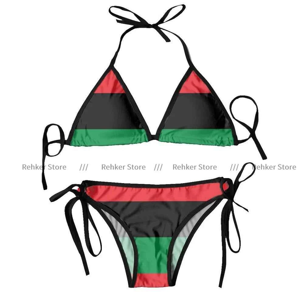 Sexy Bikini Pan African Flag Swimsuit Women Swimwear Set Bathing Suit Beach Wear