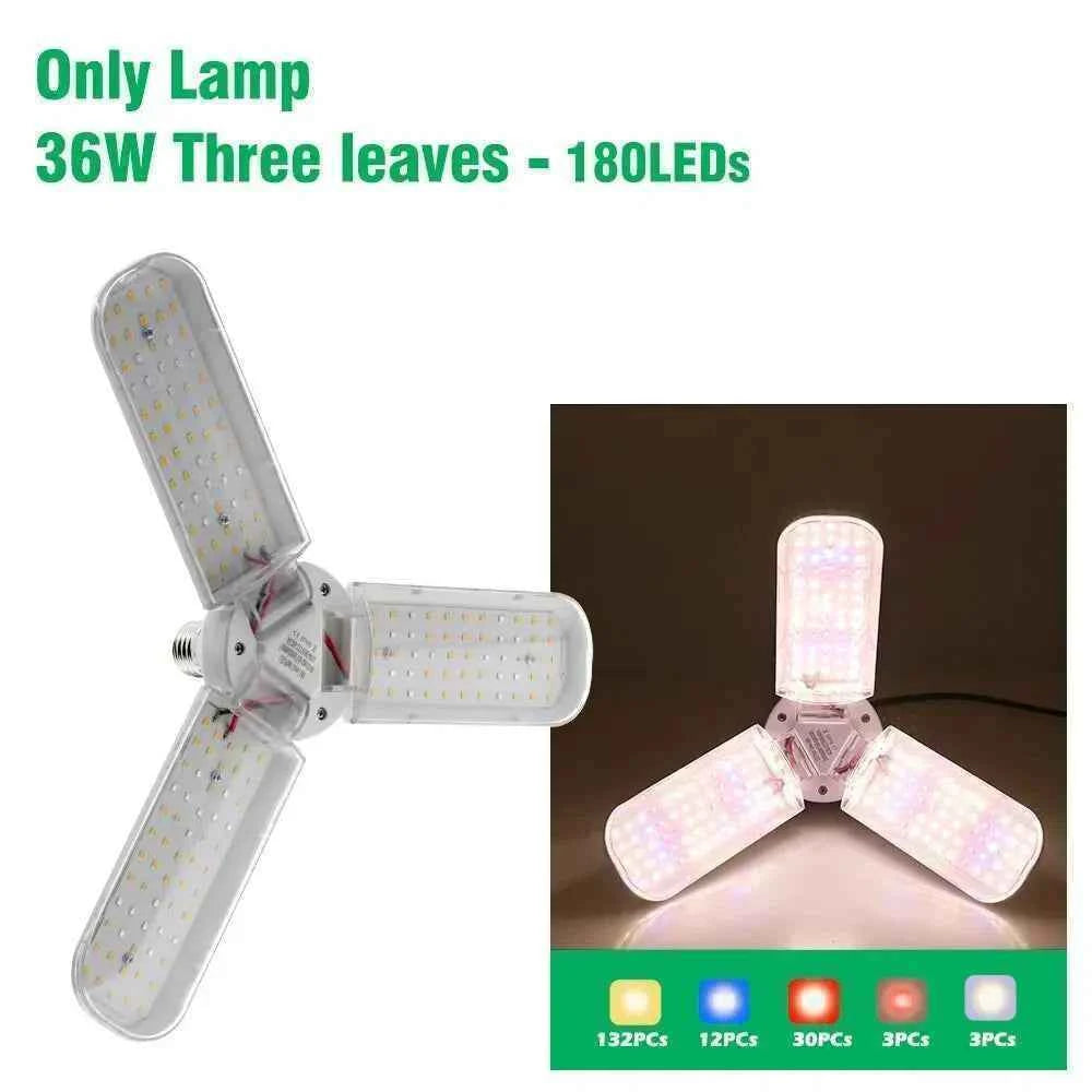 24/36/48W Fan Leaf Foldable LED Grow Light Full Spectrum E27 Plant Growing Light Phytolamp Bulb Indoor Plants Flower Seedling