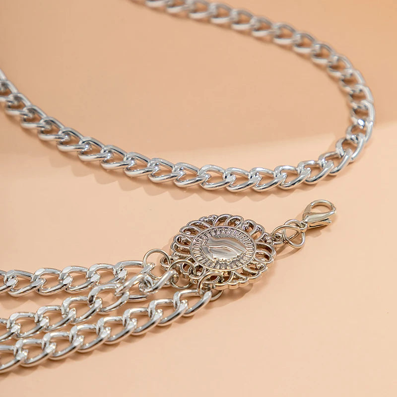 2023 New Fashion Multi-layer Chain Belt For Women Fashion Gold Silver Color Metal High Waist Body Chain Dress Lady Tassel Belt