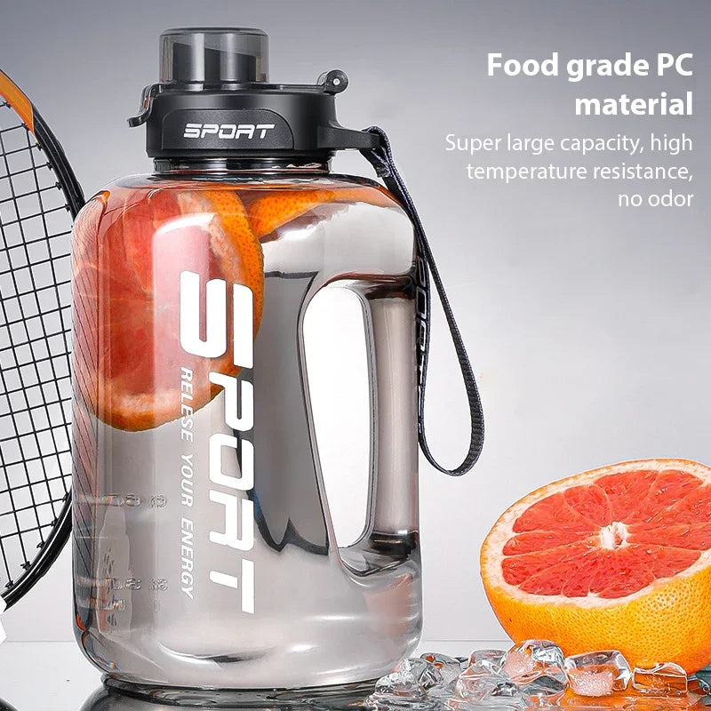 1.2L/1.7L Large Capacity Ton Bucket Water Bottle Large Belly Cup Fitness Sports Water Bottle Portable Plastic Space Cup