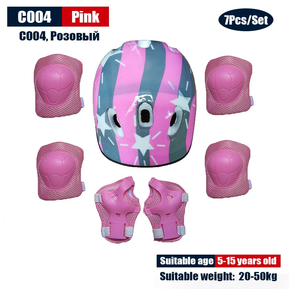 Kids Adjustable Helmet Protective Gear Set Sports Knee Elbow Wrist Pads for Children Boys Girls Bike Skateboard Scooter Roller