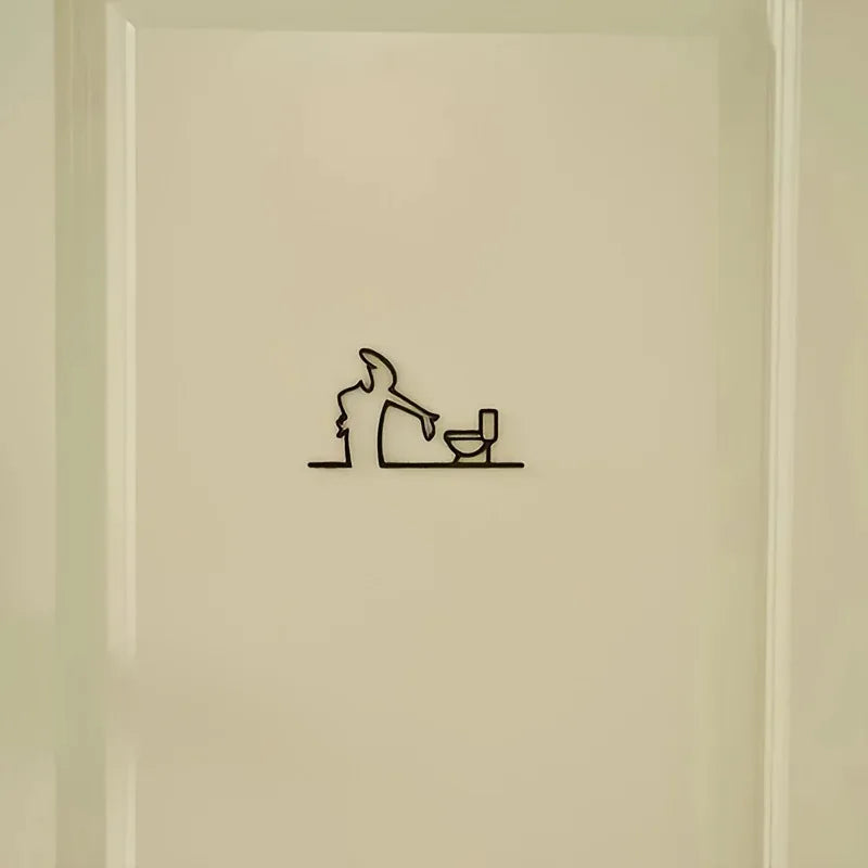 2D Flat, High-Quality 2D Flat Metal Self-with holes, Black Frame Modern Home Decor for Bathroom - Easy to Install Wall Art
