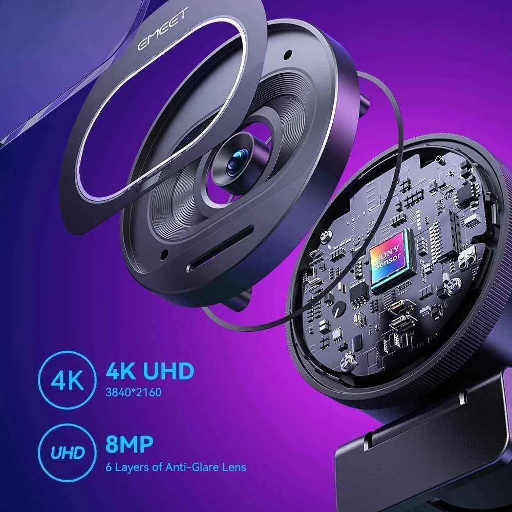 Webcam 4K Streaming Web Camera 1080P 60FPS USB Camera EMEET S600 Autofocus Living Stream Camera With Mics for Tiktok/YouTube