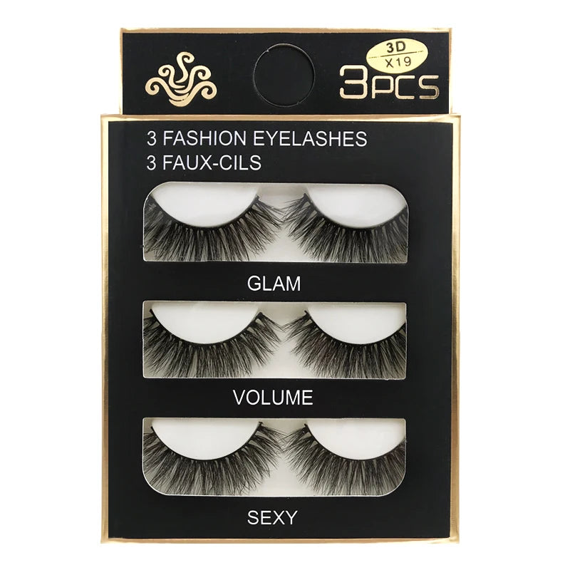 SHIDISHANGPIN 3 pairs 27 styles 3D Faux Mink Hair Soft False Eyelashes Fluffy Wispy Thick Fake Lash Handmade Eyelash Eye Makeup