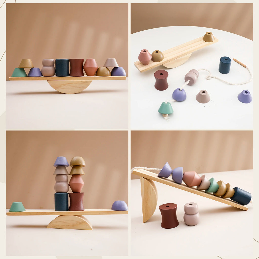 Baby Threading Toy Outer Space Wooden Seesaw Toy Blocks Board Games Montessori Hands-on Ability Educational Children Blocks Gift
