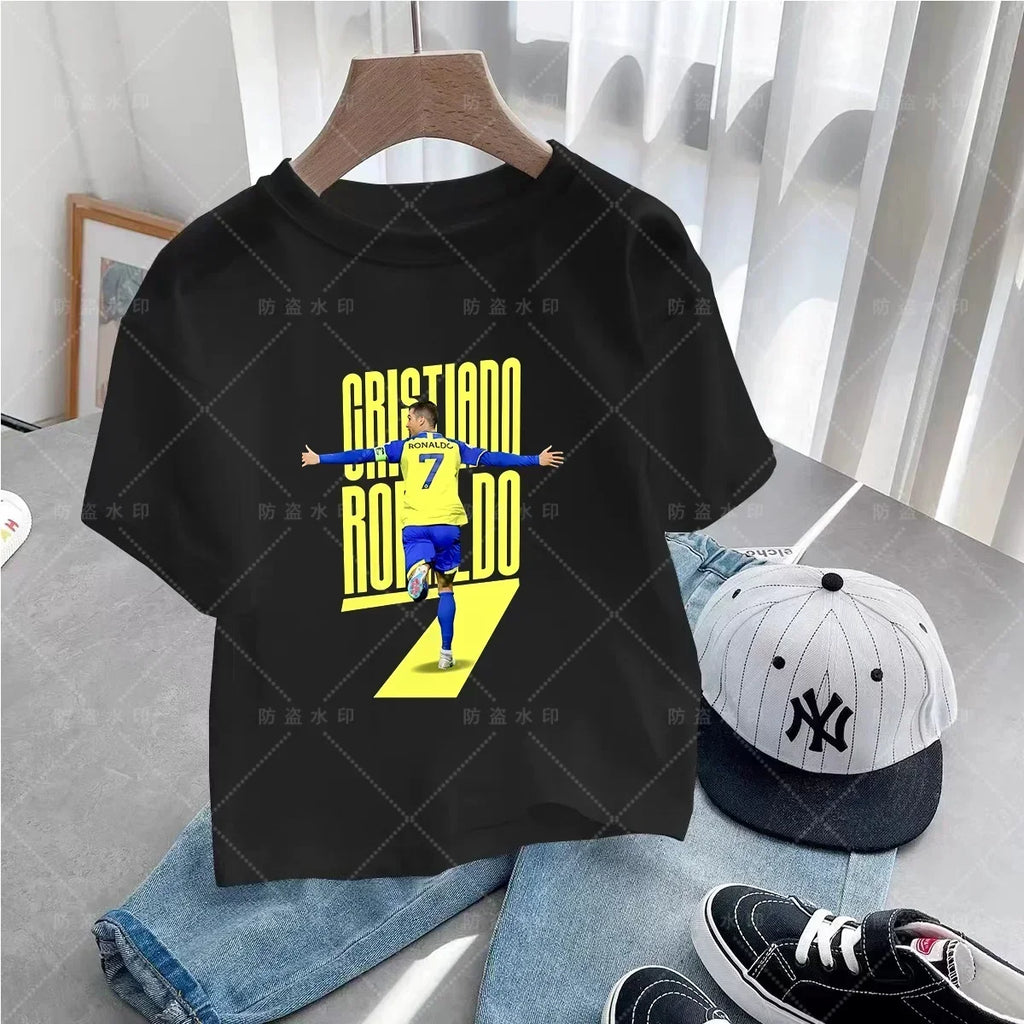 New Summer CR7 Print Cotton Boys Girls T-shirt Cristiano Ronaldo Clothing Fashion Outdoor Casual Fashion Sports Tees Top Tshirt
