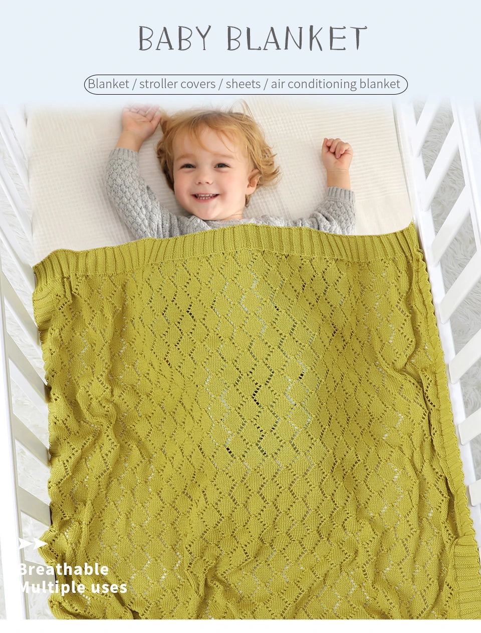 Baby Blanket Super Soft knitted Newborn Stroller Bed Sleeping Cover Toddler Infant Bedding Muslin Swaddle Wrapper 100*80CM Plaid