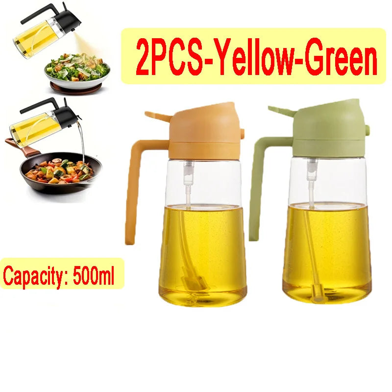 2in1 500ml Plastic Kitchen Oil Sprayer Spray Oil Olive Spray Bottle for Oil Dispenser BBQ Baking Roasting Picnic Kitchen Tool