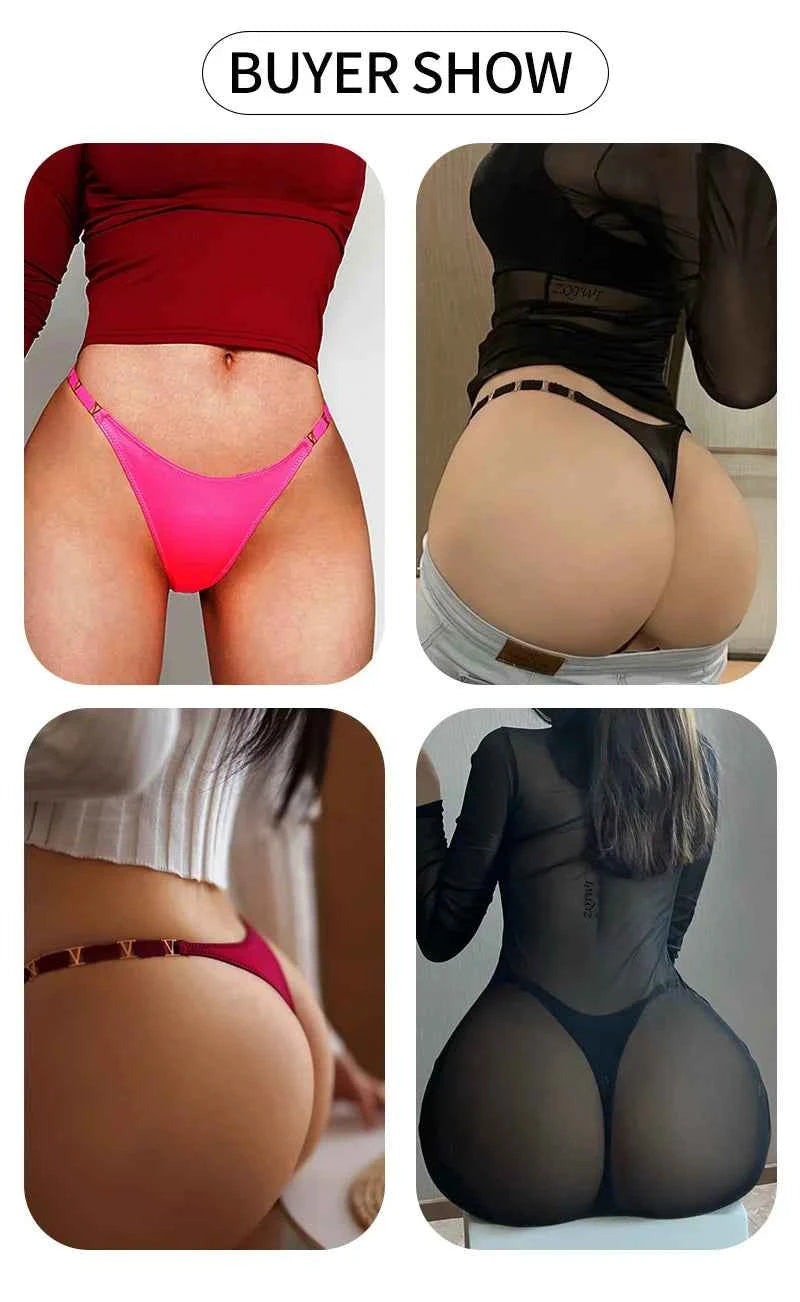 Seamless Sexy Thong Women Underwear Briefs Panties Zebra Flower Low Rise Luxury Metal Buckle G String Bikini Girls Female Panty