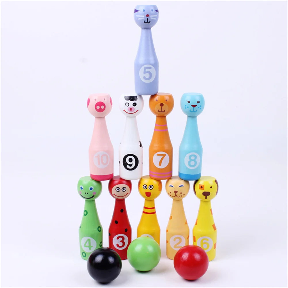 Kids Bowling Set With Cartoon Number Print Toddler Indoor Outdoor Activity Play