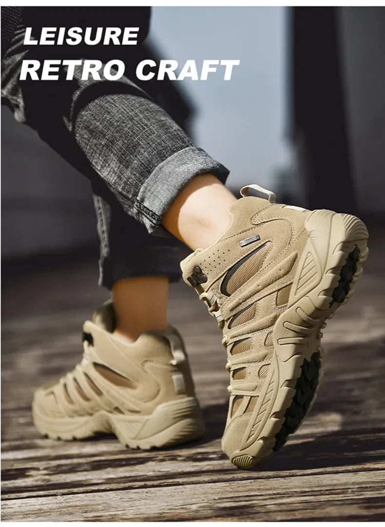 New Men's Boots Fashion Outdoor Boots Breathable Hiking Boots Autumn Shoes Sneakers lightweight Non-slip Men Desert Ankle Boots