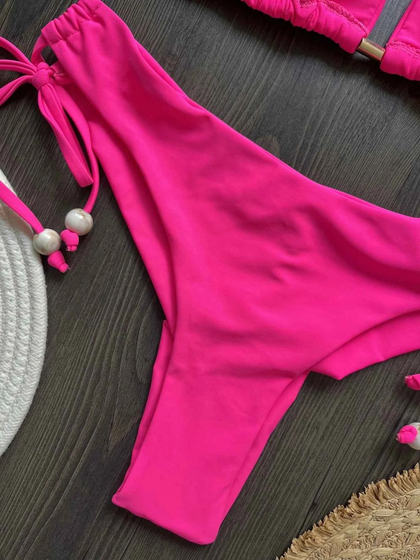 Sexy Women Bikini 2025 New Push-Up Bra Bikini Set Swimsuit For Women Solid Beachwear Ladies Chest Pad Swimwear