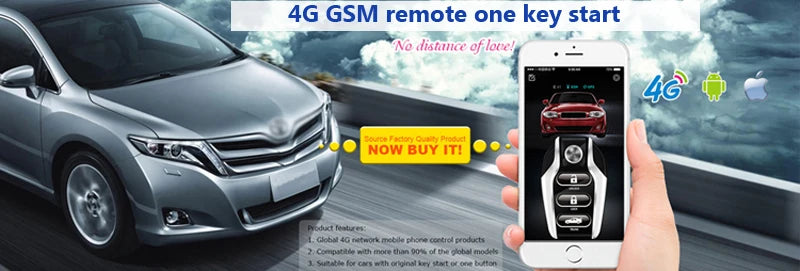 Auto Car One Start Stop Engine System with Remote Control Car PKE Keyless Entry Start System Open Trunk for 12V SUV Autostart
