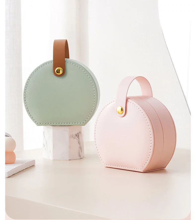 Mini Jewelry Organizer Display Travel Jewelry Case Boxes Earrings Necklace Ring Portable Handbag Jewelry Box Leather Storage