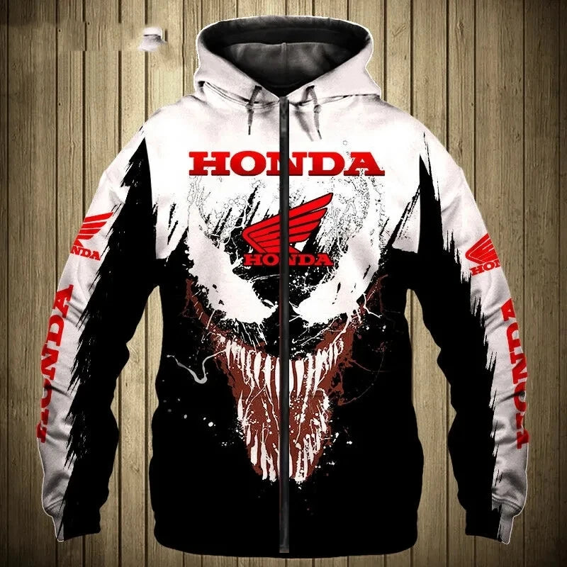 2026 New Fashionable Honda Logo Spring and Autumn Coat 3D Printed Trendy Casual Street Men's Loose Zipper Hoodie Fashion Hoodie