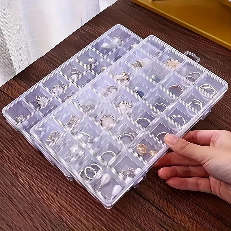24grids Plastic Storage Box Divide Jewelry Organizer Multifunctional Pills Beads Container Perfect for Earrings Rings Necklaces