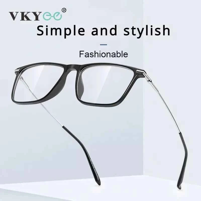 VICKY Classic Titanium Men's Square Frame Simple Design Blue Light Reading Glasses Customizable Prescription Photochromic 007