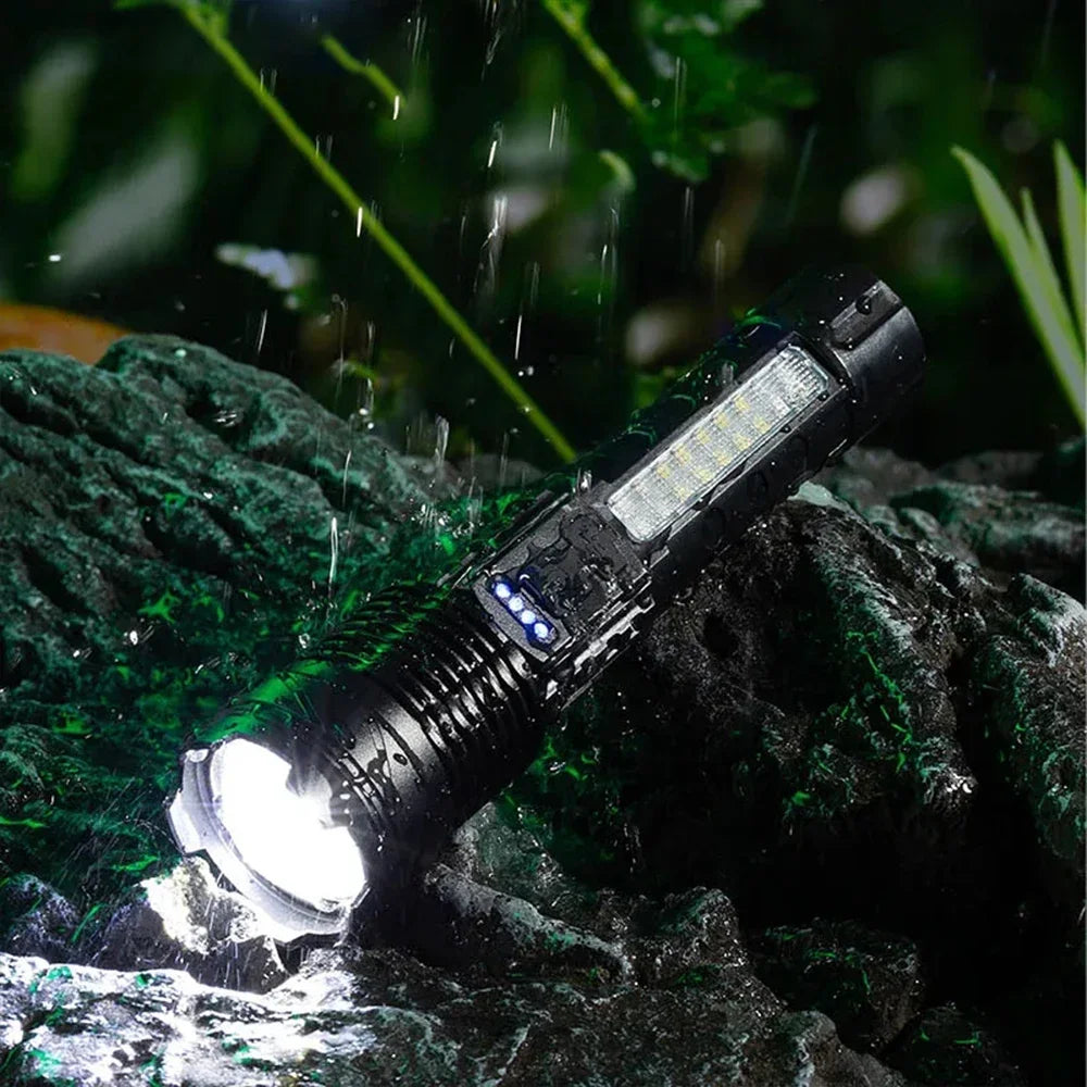 High Power Led Flashlights Very Strong Tactical Torch with Clip 6 Modes USB Rechargeable Camping Fishing Emergency Zoom Lantern
