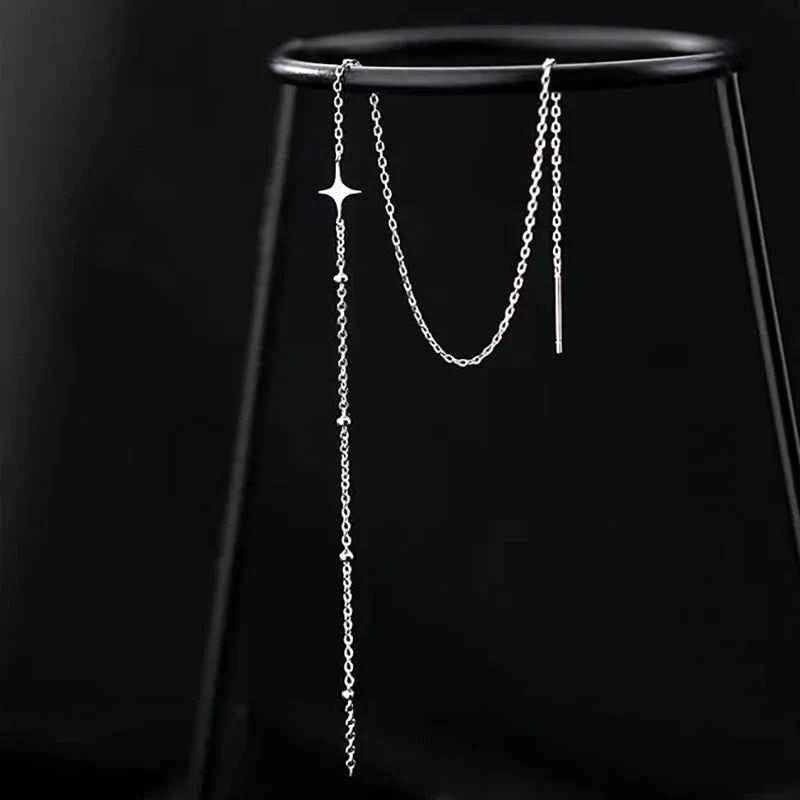 Long Spiral Ear Line Wave Drop Geometric Simple Rhinestones Metal Style Tassel Dangle Earrings for Women Party Fashion Jewelry N