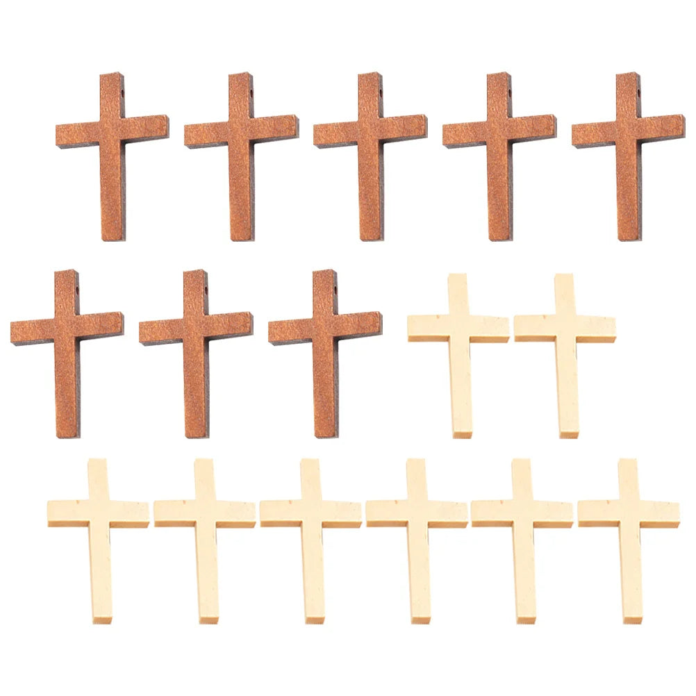 20Pcs Small DIY Cross Decor Premium Wood Material Wall Hanging Craft for Living Room Bedroom Ornament DIY Wooden Cross