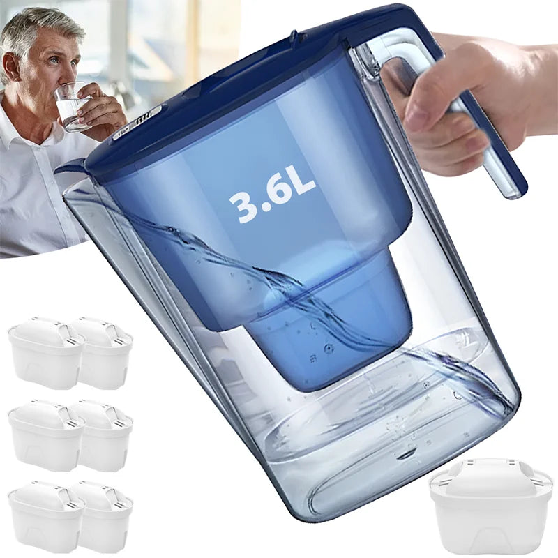 Household Filter Kettle 6 Filter Device Activated Carbon Water Purifier Filter Cartridges Replacement Non-toxic Wate Filter 3.6L