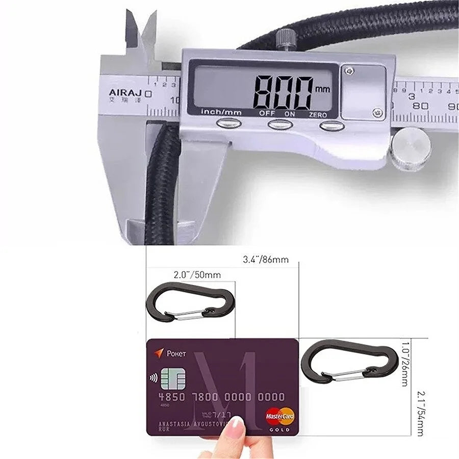150CM-210CM Heavy Duty Bungee Cord Elastic Tie Strap String Carabiner Hooks Cycling Luggage Packing Ropes Camping  Accessories