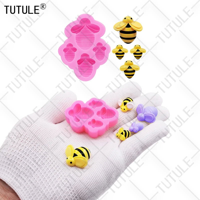 3D Honeybee Keychain Earrings Silicone Mold DIY Honeybee Clay epoxy resin Accessories Silicone Moulds cake Chocolate Molds