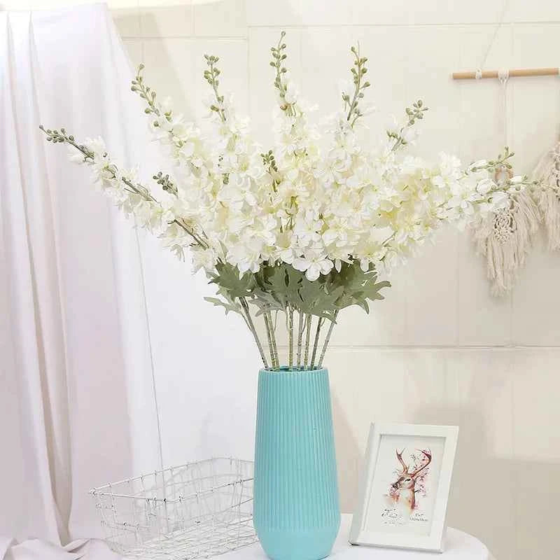 YeeNanee 6pcs Blue Delphinium Artificial Flowers Long Stem Larkspur for Wedding Centerpieces Floral Arrangements Home Vase Decor