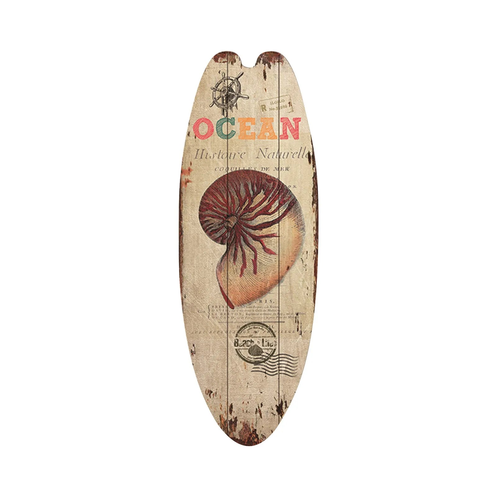 Beach Ocean Theme Surfboard Wooden Leisure Home Party Festival Hanging Decoration Bar Home Wall Retro Decor Wooden Print Sign