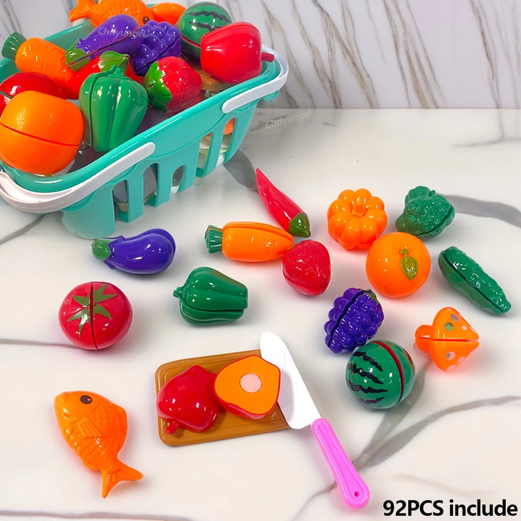 Kids Kitchen Toys Set 92/69/59 PCS Play Food with Pots Pans & Utensils Small Pretend Cooking Toys for Toddlers Girls Boys Gift
