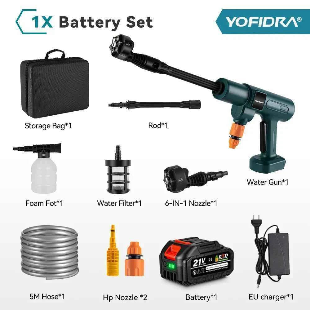 YOFIDRA 200Bar Brushless High Pressure Washer Gun Electric Car Washer Garden Watering Gun Cleaning Tools for Makita Battery Pins
