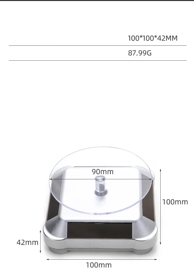 Solar Showcase 360 Automatic Rotating Turntable Jewelry Organizer Jade Ware Necklace Bracelet Watch Phone Display Stand