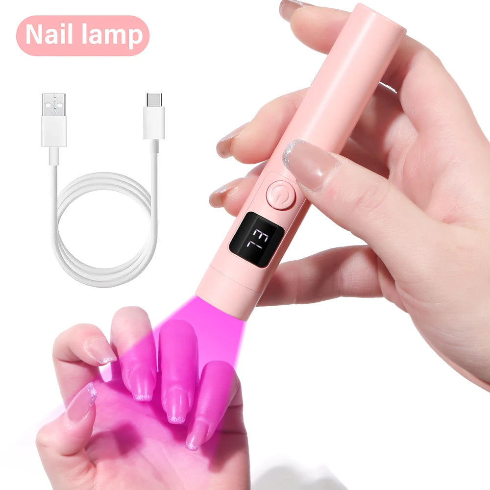 YIKOOLIN Portable Handheld UV Nail Lamp LED Mini Nail Dryer with LCD Screen USB for Gel Nails USB Rechargeable Nail Light